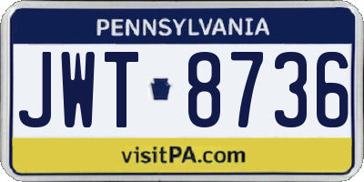 PA license plate JWT8736