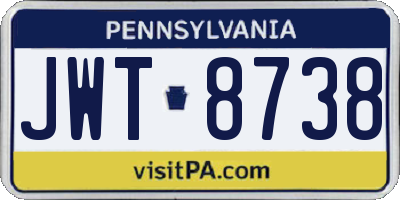 PA license plate JWT8738