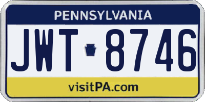 PA license plate JWT8746