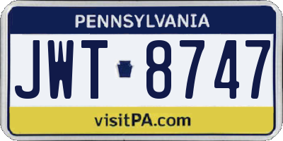 PA license plate JWT8747