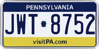 PA license plate JWT8752
