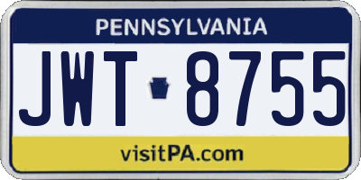 PA license plate JWT8755