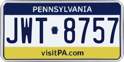 PA license plate JWT8757