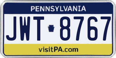 PA license plate JWT8767