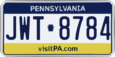 PA license plate JWT8784