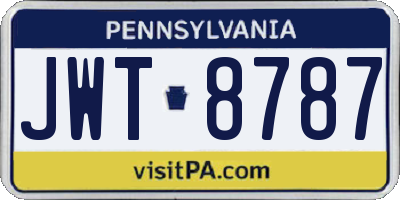 PA license plate JWT8787