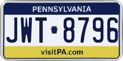 PA license plate JWT8796