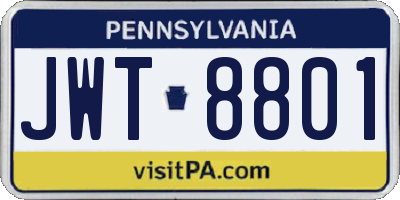 PA license plate JWT8801