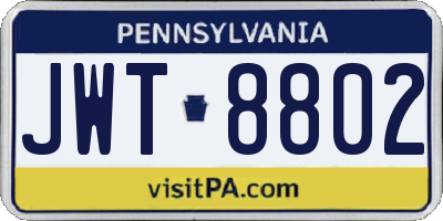 PA license plate JWT8802
