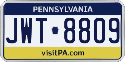 PA license plate JWT8809