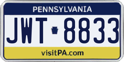 PA license plate JWT8833