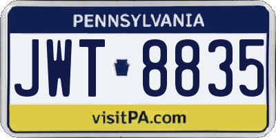 PA license plate JWT8835