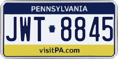 PA license plate JWT8845
