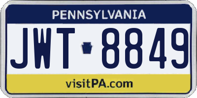 PA license plate JWT8849
