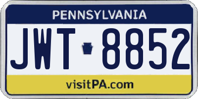 PA license plate JWT8852