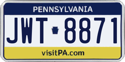PA license plate JWT8871