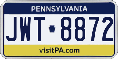 PA license plate JWT8872