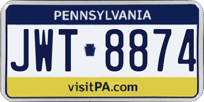PA license plate JWT8874