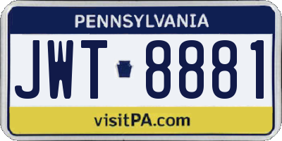 PA license plate JWT8881