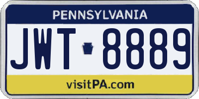 PA license plate JWT8889