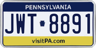 PA license plate JWT8891