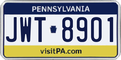 PA license plate JWT8901