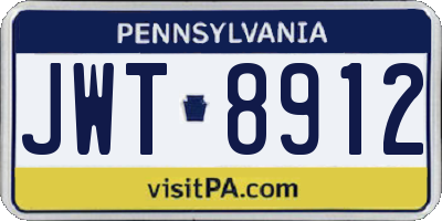 PA license plate JWT8912