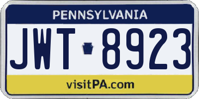 PA license plate JWT8923
