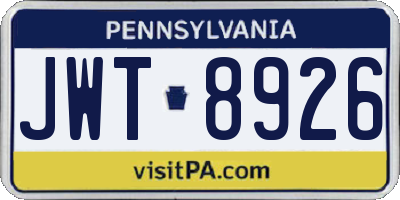 PA license plate JWT8926