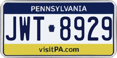 PA license plate JWT8929