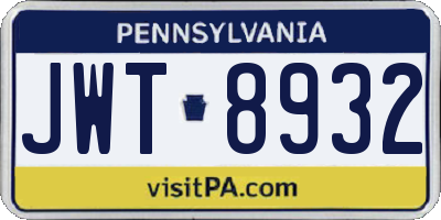 PA license plate JWT8932