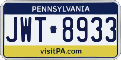 PA license plate JWT8933