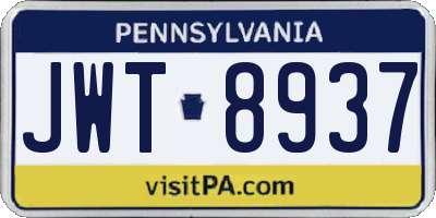 PA license plate JWT8937