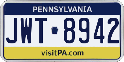 PA license plate JWT8942