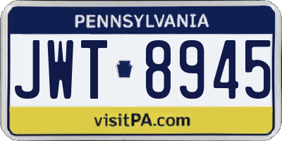 PA license plate JWT8945