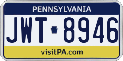 PA license plate JWT8946