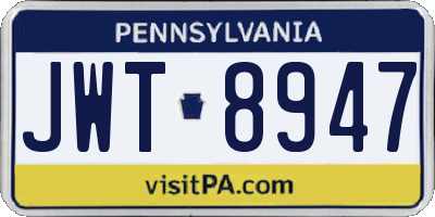 PA license plate JWT8947