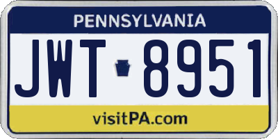 PA license plate JWT8951
