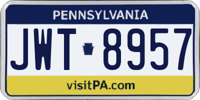 PA license plate JWT8957