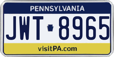 PA license plate JWT8965