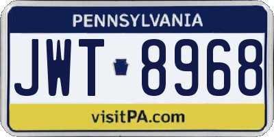 PA license plate JWT8968