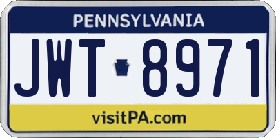 PA license plate JWT8971