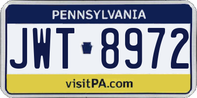 PA license plate JWT8972