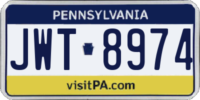PA license plate JWT8974
