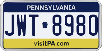PA license plate JWT8980