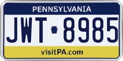 PA license plate JWT8985