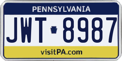 PA license plate JWT8987
