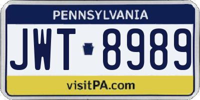 PA license plate JWT8989