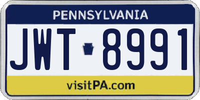 PA license plate JWT8991