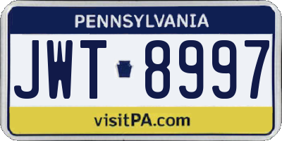 PA license plate JWT8997